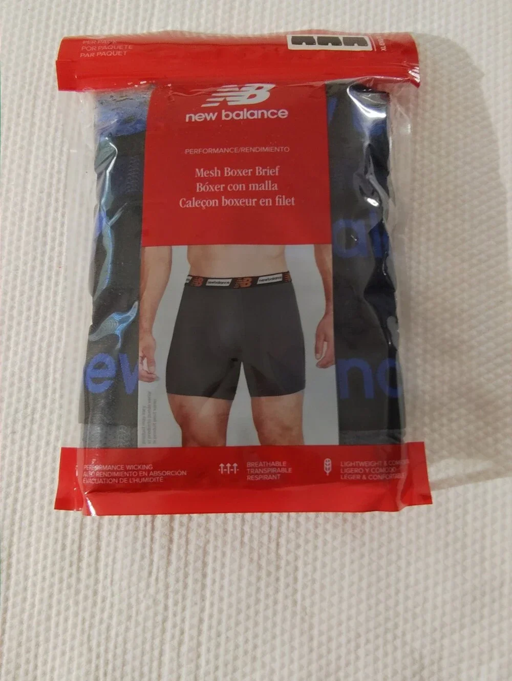 New Balance Men's Mesh Boxer Brief 3-Pack. Size XL. Black Gray